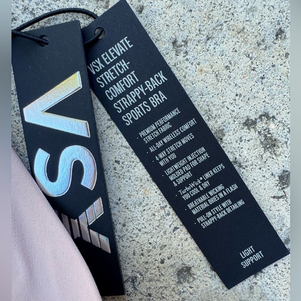 NEW Victoria’s Secret VSX Elevate Strappy-Back Sports Bra – Light Pink, Size L - Picture 4 of 6